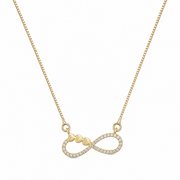 Elegant Infinity CZ Pendant Necklace with Heart Link Detail