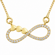 Elegant Infinity CZ Pendant Necklace with Heart Link Detail