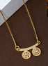 Stylish Twin Pendant Necklace with Crystal-Studded Bar Design