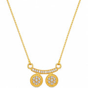 Stylish Twin Pendant Necklace with Crystal-Studded Bar Design
