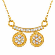 Stylish Twin Pendant Necklace with Crystal-Studded Bar Design