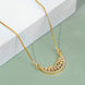 Stylish Half-Moon CZ Pendant Necklace with Sparkling Stone Accents