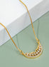Stylish Half-Moon CZ Pendant Necklace with Sparkling Stone Accents