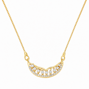 Stylish Half-Moon CZ Pendant Necklace with Sparkling Stone Accents