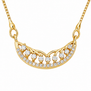 Stylish Half-Moon CZ Pendant Necklace with Sparkling Stone Accents