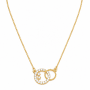 Elegant Interlocking Loop CZ Pendant Necklace with Sparkling Stone Detailing