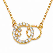 Elegant Interlocking Loop CZ Pendant Necklace with Sparkling Stone Detailing