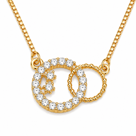 Elegant Interlocking Loop CZ Pendant Necklace with Sparkling Stone Detailing