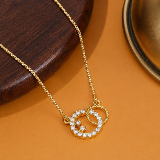 Elegant Interlocking Loop CZ Pendant Necklace with Sparkling Stone Detailing
