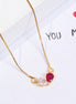 Stylish Double Heart Crystal Pendant Necklace with Red Gemstone Accent