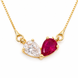 Stylish Double Heart Crystal Pendant Necklace with Red Gemstone Accent