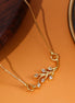 Delicate Floral Vine Crystal Pendant Necklace with CZ Stone Accents