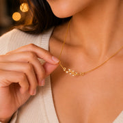 Delicate Floral Vine Crystal Pendant Necklace with CZ Stone Accents