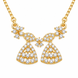 Elegant Bell Charm CZ Pendant Necklace with Floral Detailing
