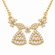 Elegant Bell Charm CZ Pendant Necklace with Floral Detailing