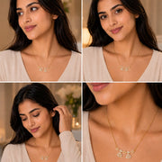 Elegant Bell Charm CZ Pendant Necklace with Floral Detailing