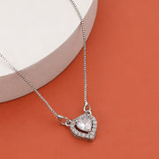 Heart-Shaped Crystal Pendant Necklace with CZ Stone Detailing