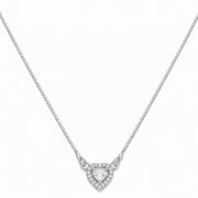 Heart-Shaped Crystal Pendant Necklace with CZ Stone Detailing