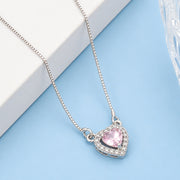 Heart-Shaped Crystal Pendant Necklace with CZ Stone Detailing