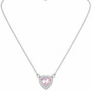 Heart-Shaped Crystal Pendant Necklace with CZ Stone Detailing
