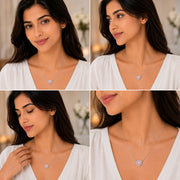 Heart-Shaped Crystal Pendant Necklace with CZ Stone Detailing