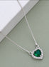 Heart-Shaped Crystal Pendant Necklace with CZ Stone Detailing