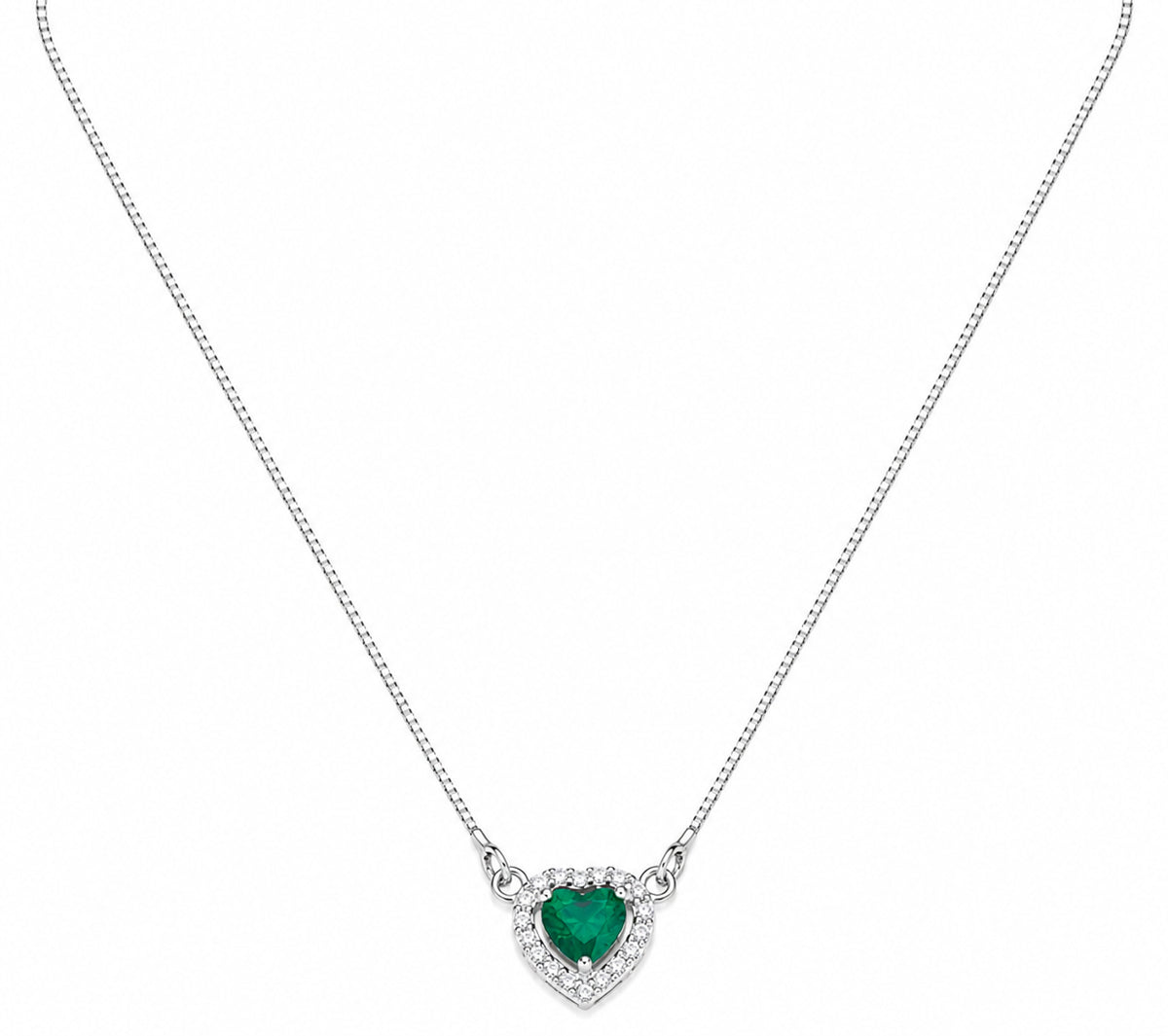 Heart-Shaped Crystal Pendant Necklace with CZ Stone Detailing