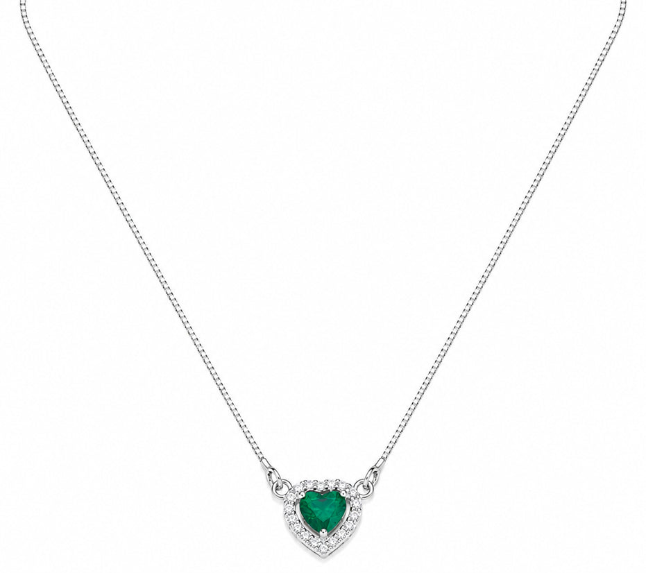 Heart-Shaped Crystal Pendant Necklace with CZ Stone Detailing