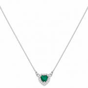 Heart-Shaped Crystal Pendant Necklace with CZ Stone Detailing