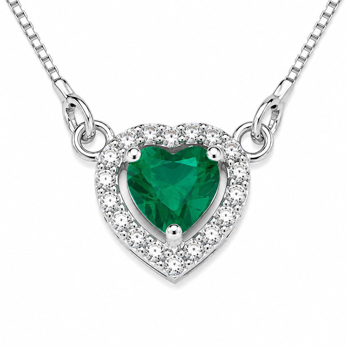 Heart-Shaped Crystal Pendant Necklace with CZ Stone Detailing