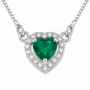 Heart-Shaped Crystal Pendant Necklace with CZ Stone Detailing