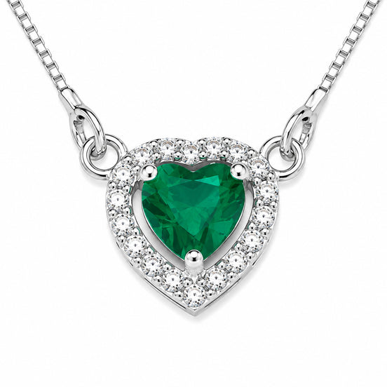 Heart-Shaped Crystal Pendant Necklace with CZ Stone Detailing