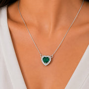 Heart-Shaped Crystal Pendant Necklace with CZ Stone Detailing