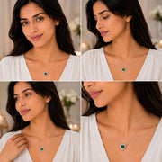 Heart-Shaped Crystal Pendant Necklace with CZ Stone Detailing