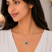 Heart-Shaped Crystal Pendant Necklace with CZ Stone Detailing