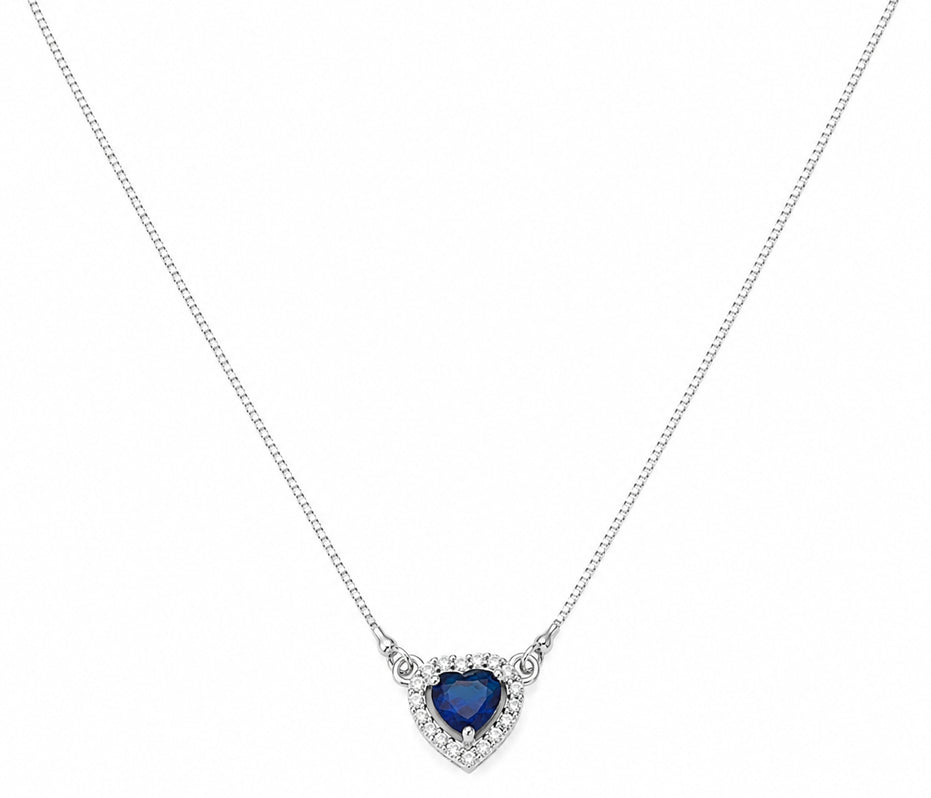Heart-Shaped Crystal Pendant Necklace with CZ Stone Detailing