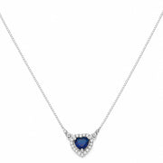 Heart-Shaped Crystal Pendant Necklace with CZ Stone Detailing