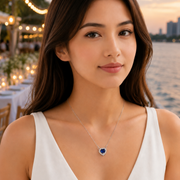Heart-Shaped Crystal Pendant Necklace with CZ Stone Detailing