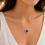 Heart-Shaped Crystal Pendant Necklace with CZ Stone Detailing