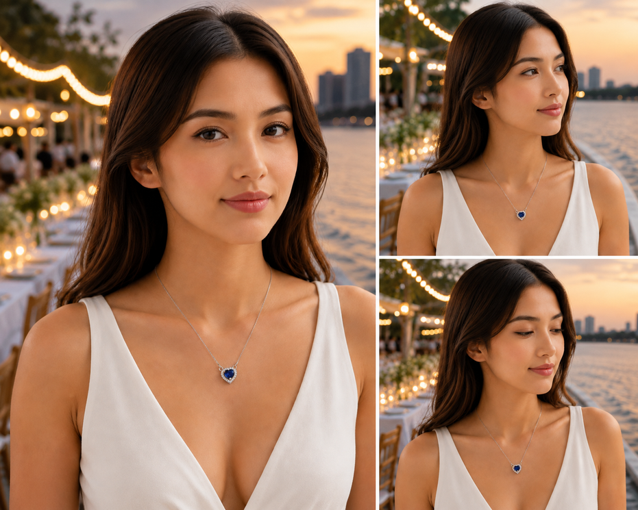 Heart-Shaped Crystal Pendant Necklace with CZ Stone Detailing