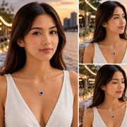Heart-Shaped Crystal Pendant Necklace with CZ Stone Detailing