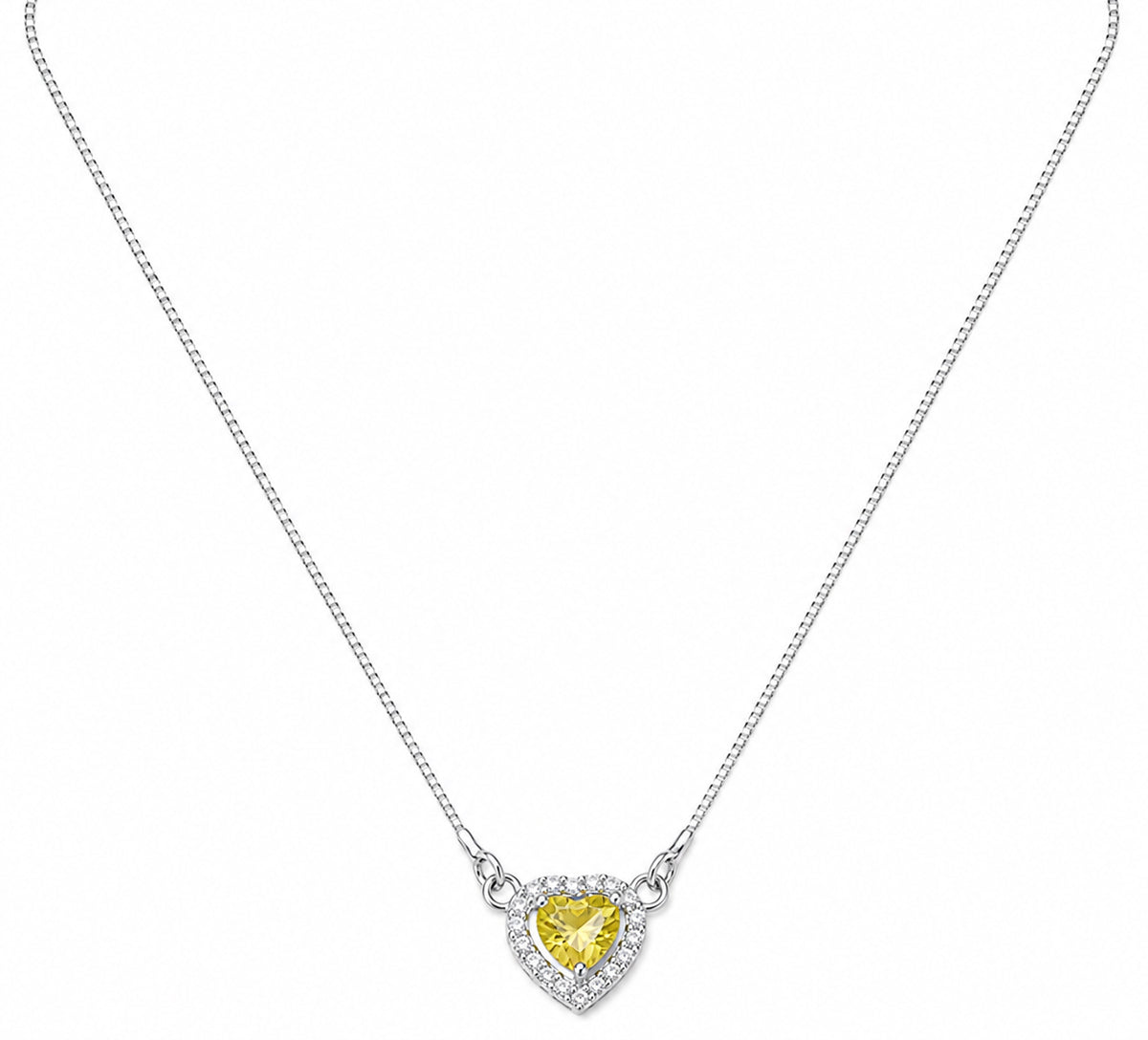 Heart-Shaped Crystal Pendant Necklace with CZ Stone Detailing