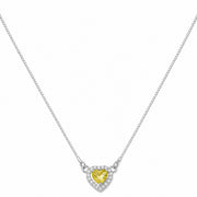 Heart-Shaped Crystal Pendant Necklace with CZ Stone Detailing
