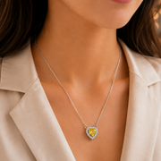 Heart-Shaped Crystal Pendant Necklace with CZ Stone Detailing