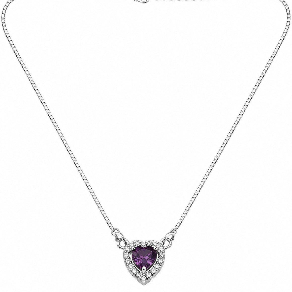 Heart-Shaped Crystal Pendant Necklace with CZ Stone Detailing