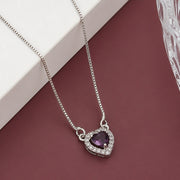 Heart-Shaped Crystal Pendant Necklace with CZ Stone Detailing