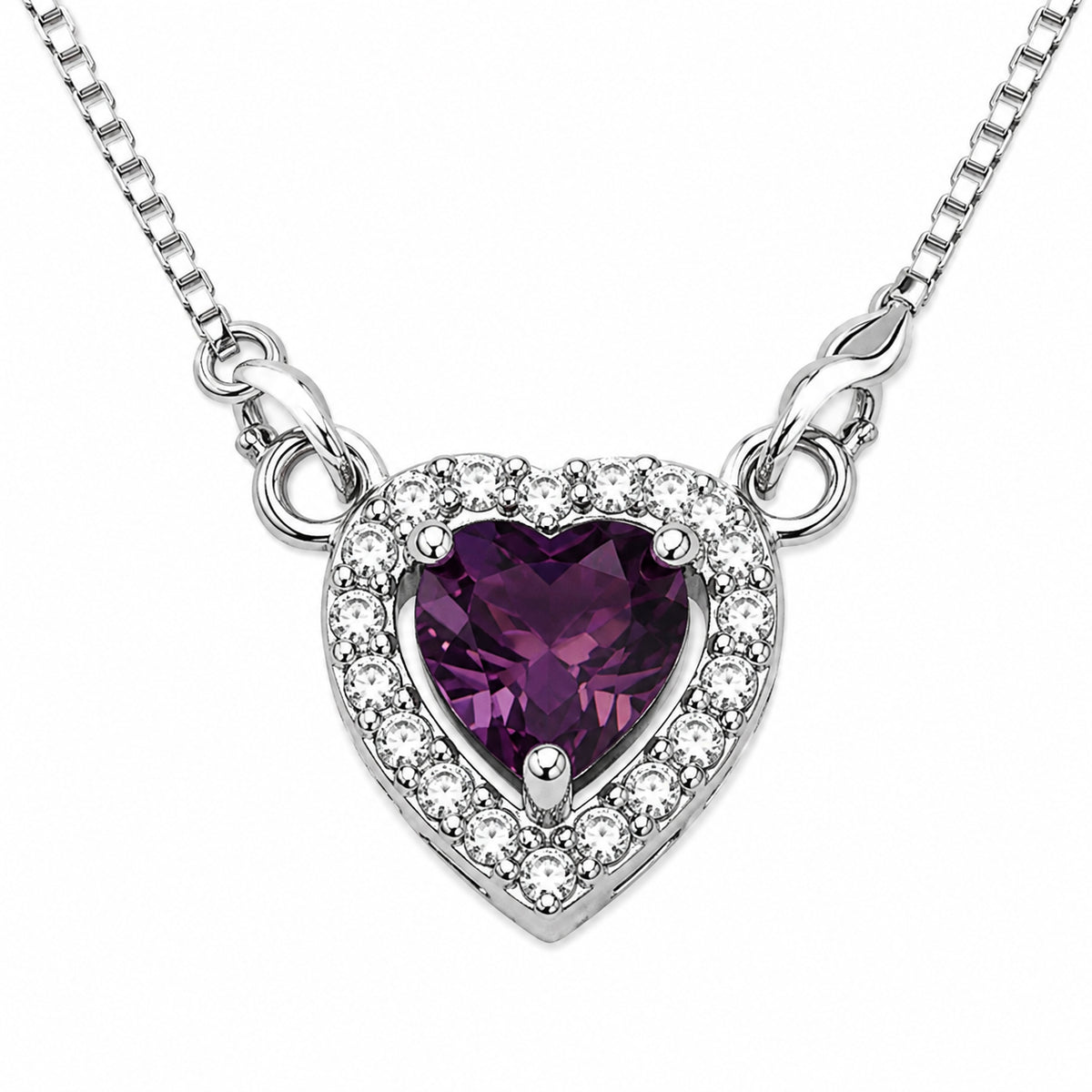 Heart-Shaped Crystal Pendant Necklace with CZ Stone Detailing