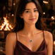 Heart-Shaped Crystal Pendant Necklace with CZ Stone Detailing