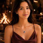 Heart-Shaped Crystal Pendant Necklace with CZ Stone Detailing