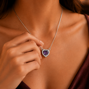 Heart-Shaped Crystal Pendant Necklace with CZ Stone Detailing